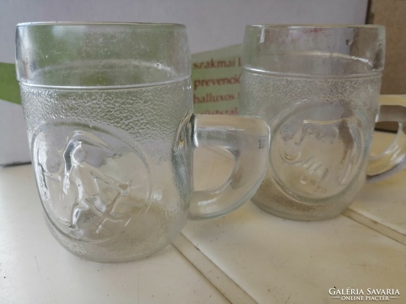 Retro thick-walled glass mugs dwarf and elephant
