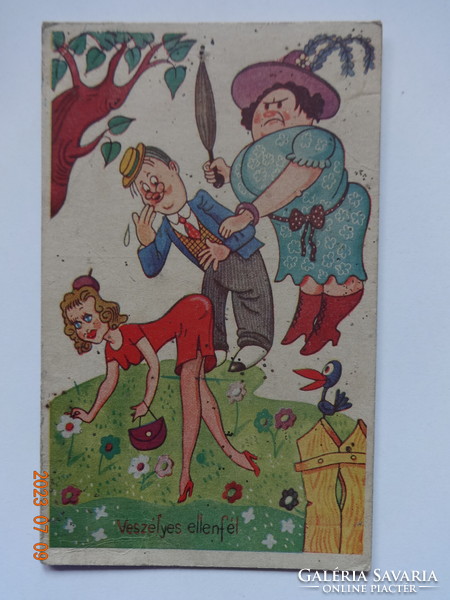 Old humorous cartoon postcard - 