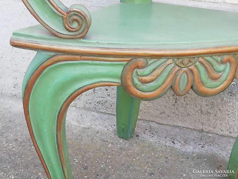 Barokk stílusú sarok konzolasztal, lerakóasztal, márványlappal,2db