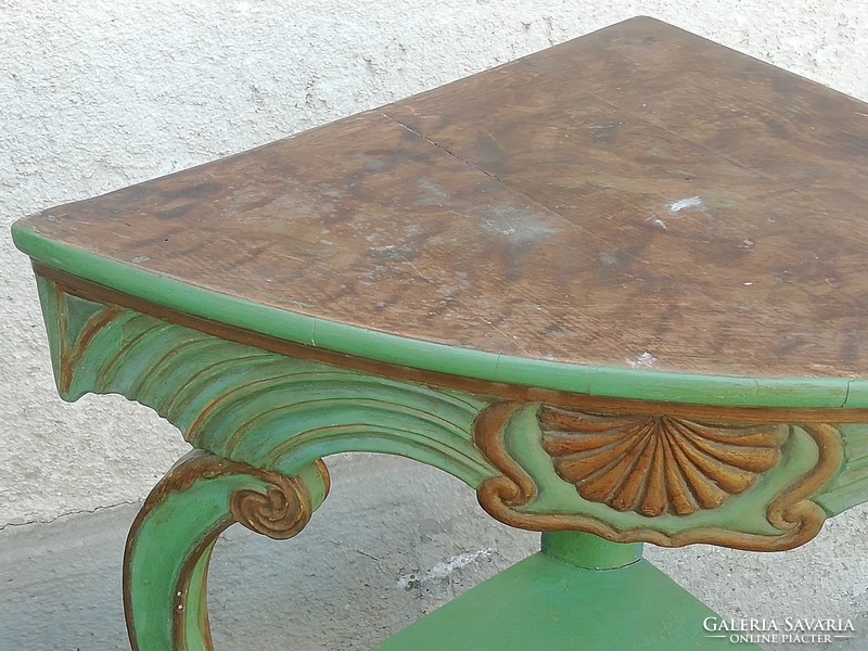 Barokk stílusú sarok konzolasztal, lerakóasztal, márványlappal,2db