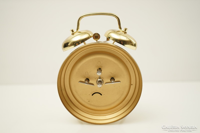 Retro premium table alarm clock / Czech gold color / mechanical / retro / old