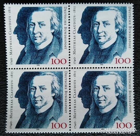 N1473n / Németország 1990 Matthias Claudius költő bélyeg postatiszta négyestömb