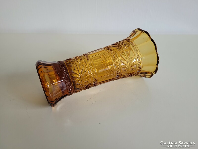 Old vintage 3 pcs amber colored vase art deco style glass vase