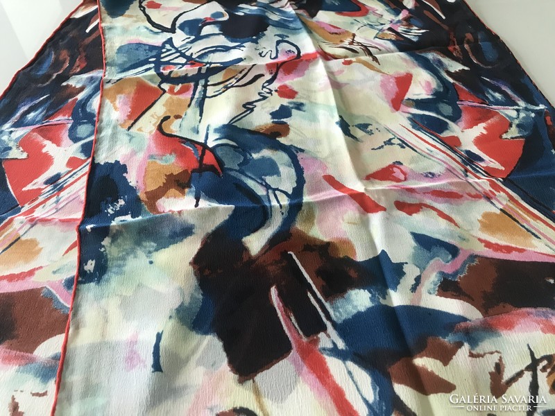 Silk scarf with an abstract painting pattern, 150 x 41 cm