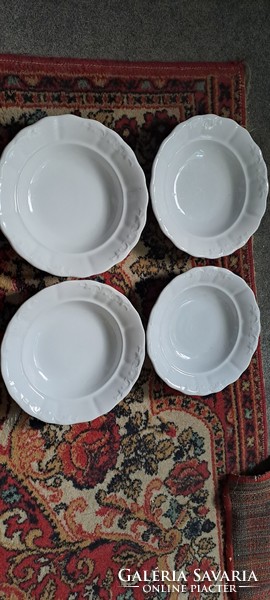 Zsolnay Pécs white deep plates with shield seal 4 pcs