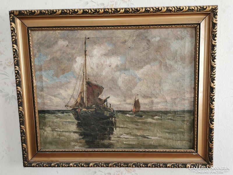 Oil painting sailing