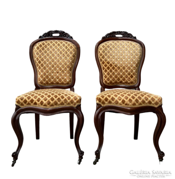 2 db antik támlás szék párban