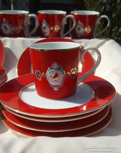 Pip studio- love birds medallion red porcelain, coffee breakfast set