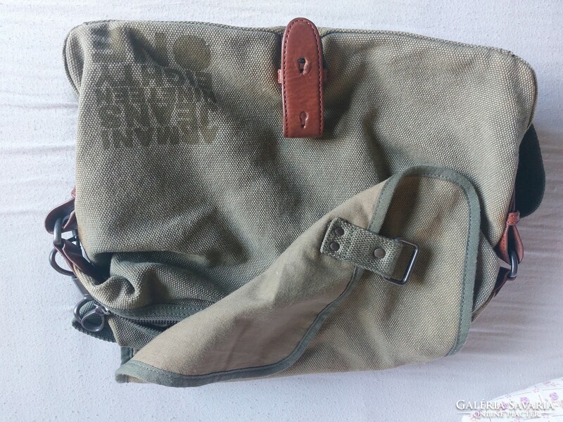 Armani men's side bag leather-canvas