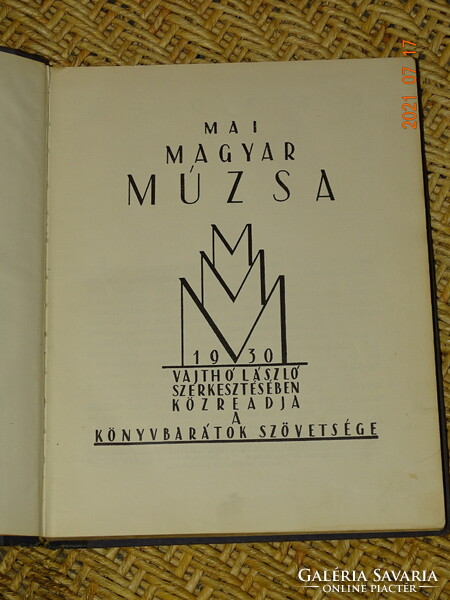 László Vajthó ed. : Today 's Hungarian muse 1930
