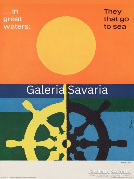 Sunset, sea, rudder - 30*40 cm color vintage poster, poster reproduction