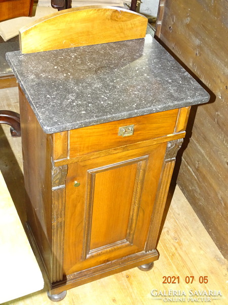 Old German marble flat bedside table small wardrobe