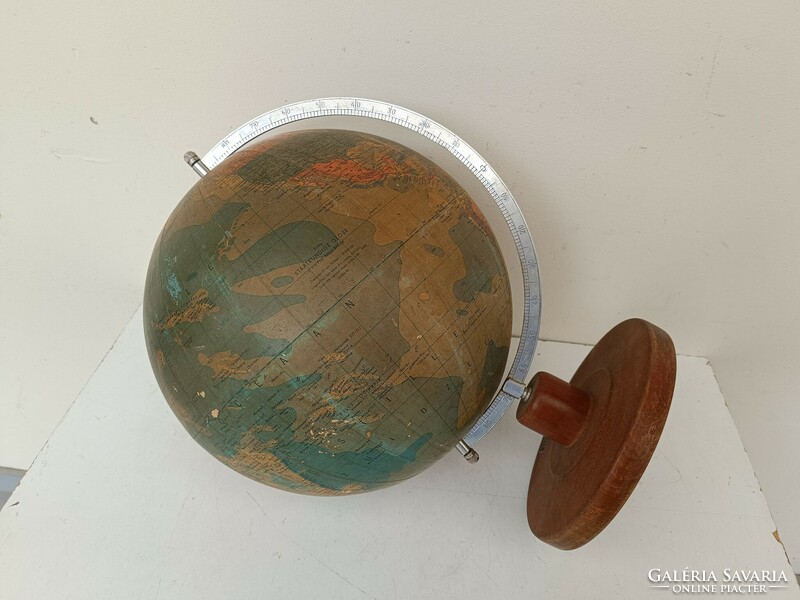 Antique tabletop large globe on wooden plinth 850 8754