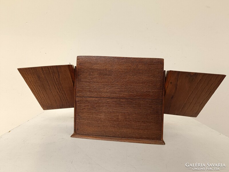 Antik kisbútor keményfa asztali levél boríték tartó szekrény bényeg tároló fiókkal 764 8702