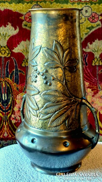 Hand hammered vase, albert mayer, wmf, 37 cm