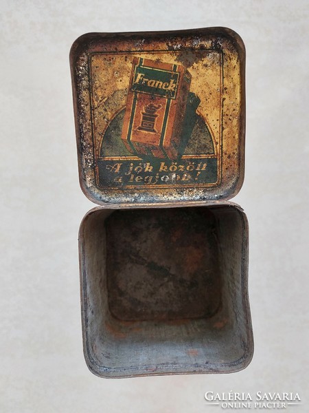 Old metal box Frank coffee box with swan pattern 10 cm