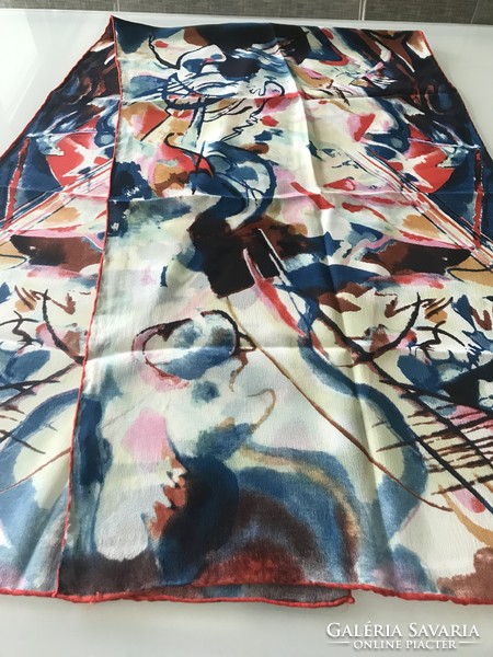 Silk scarf with an abstract painting pattern, 150 x 41 cm