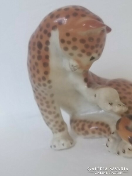 Lomonosov leningrad lfz Russian porcelain large leopard rare