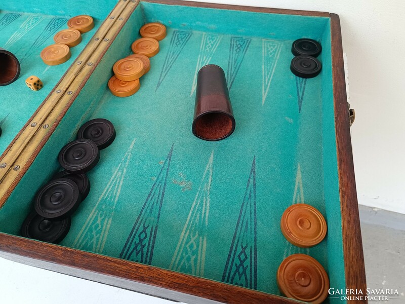 Antique backgammon board game Arabic game in box 715 8677