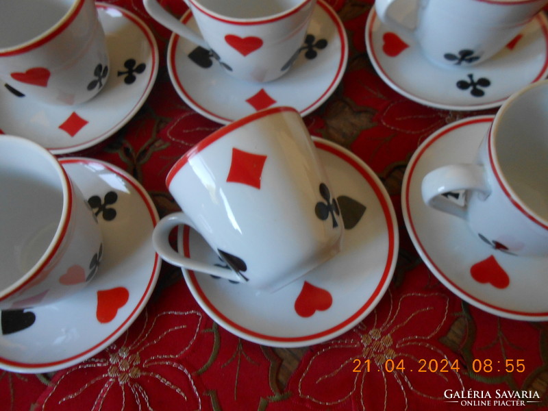 Zsolnay card pattern coffee cup, 6 pcs
