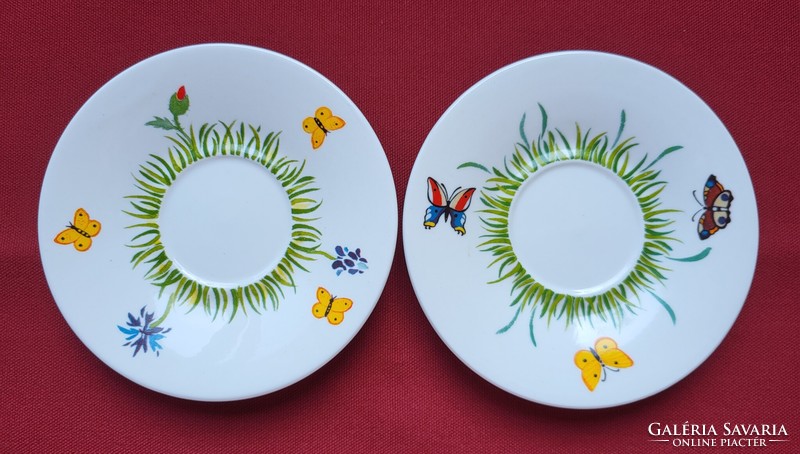 2 pcs fine bone china porcelain saucer plate with butterfly pattern