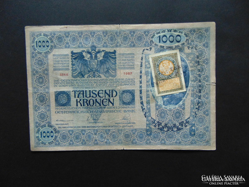 1000 korona 1902 Szerb-Szlovén-Horvát bélyeg + Bélyegzés ! RR 02
