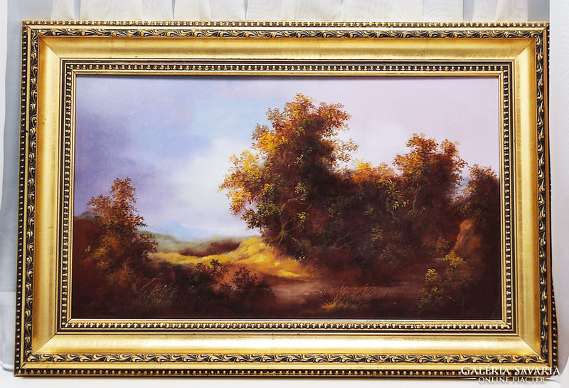 Huller Ágoston - Erdő részlet című olajfestménye 60 x 40 cm-es gyönyörű kerettel