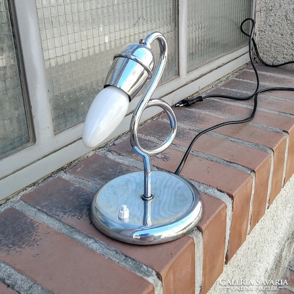 Art deco chrome table lamp renovated - stylized bird