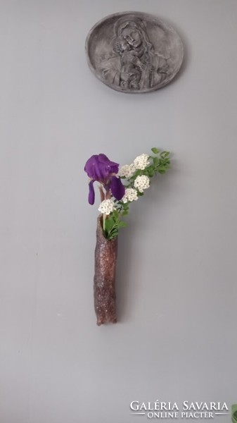 Rusztikus, japán stílusú fali kerámia váza, pompás egyedi, iparművész jellegű falidísz
