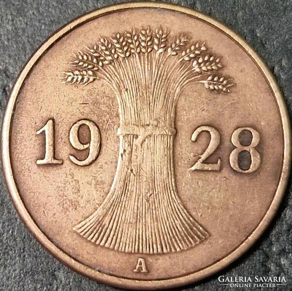 Germany 1 reichspfennig, 1927 mint mark 
