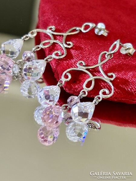 A beautiful pair of silver earrings with crystal decoration
