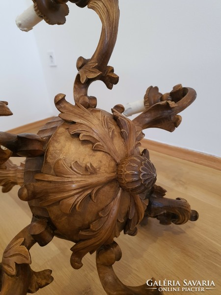 Baroque carved, 6-branch chandelier. (Video!)