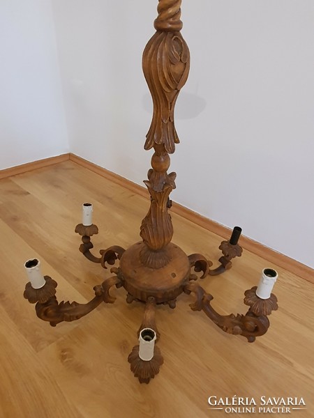 Baroque carved, 6-branch chandelier. (Video!)