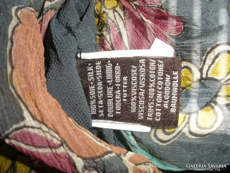 Antik Batik márka, olajkék hernyóselyem ruha