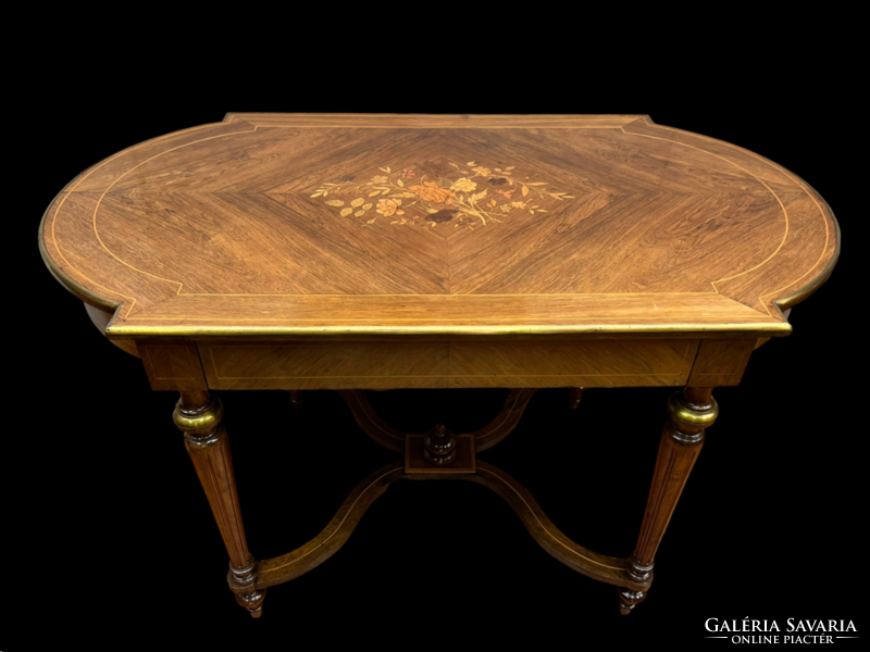 Antik intarziás klasszicista szalon asztal