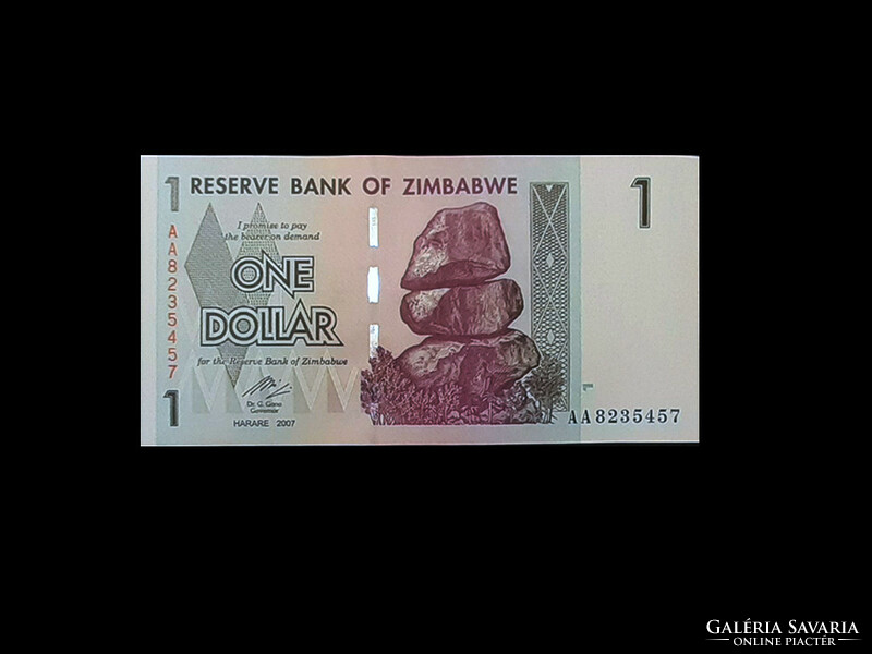 Unc - 1 dollar - Zimbabwe (ornithological watermark!)