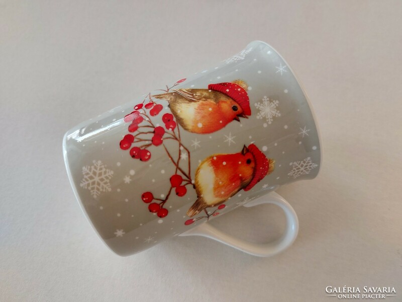 Christmas porcelain mug with bird pattern