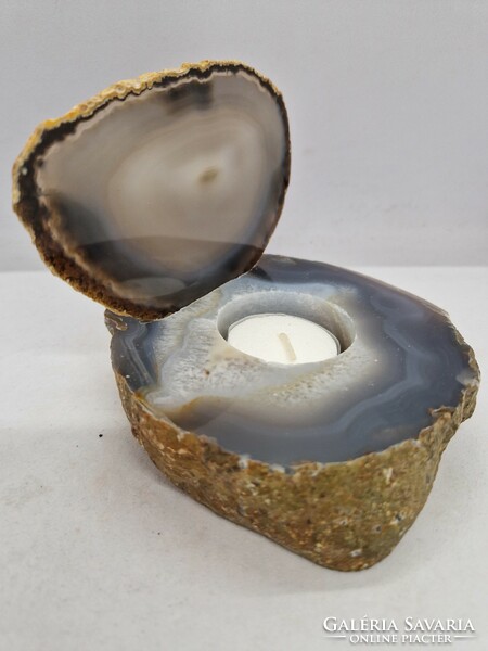 Agate mineral candle holder