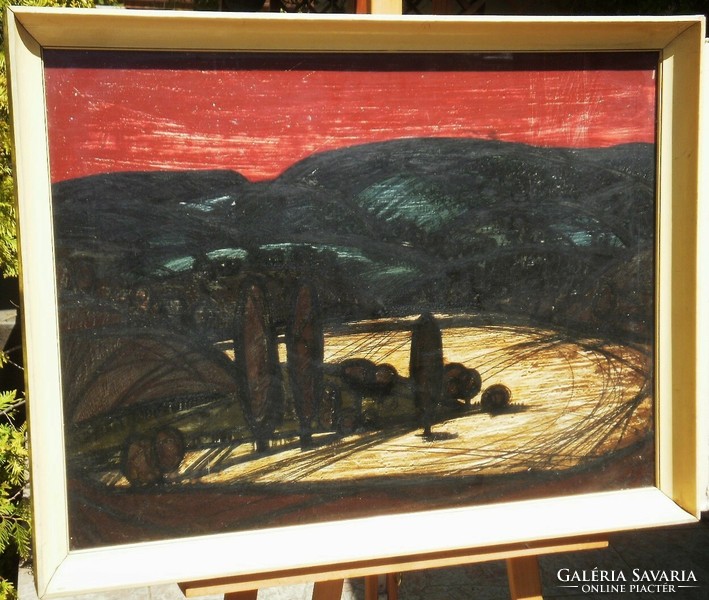 henrik Krajchirovits (1929-): landscape with red sky