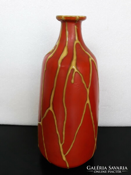 Large retro continuous glazed ceramic vase, 29 cm