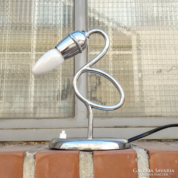 Art deco chrome table lamp renovated - stylized bird