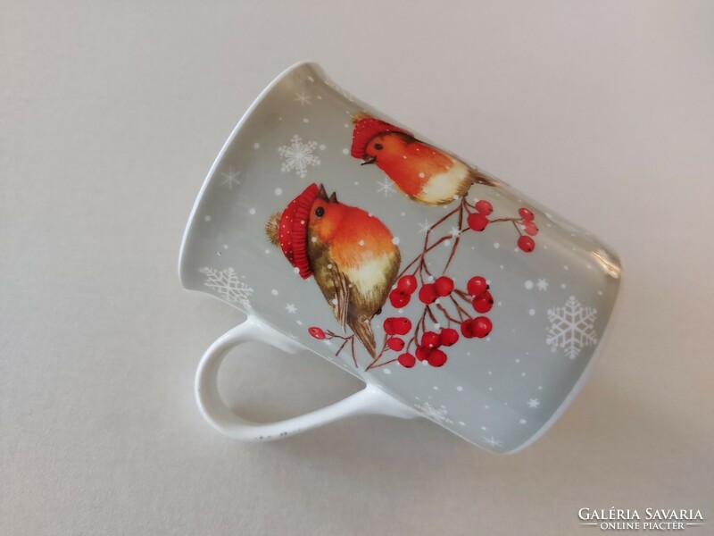 Christmas porcelain mug with bird pattern