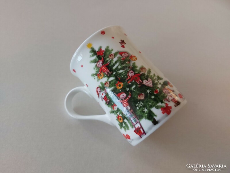 Christmas porcelain mug with Christmas tree elf pattern