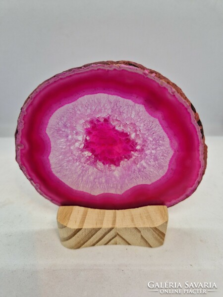 Candle holder with agate mineral stone slice