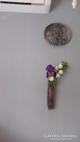 Brown ceramic wall vase, gorgeous unique (floral) industrial artist type wall decoration