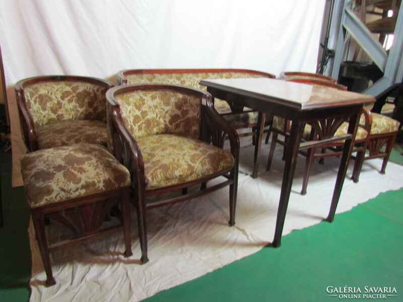 Antique Art Nouveau living room set, 8 pieces