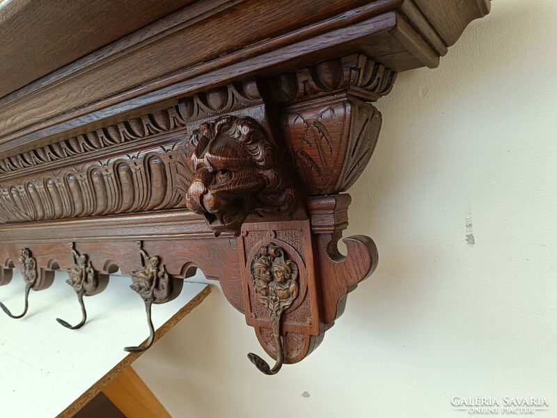 Antique pewter furniture carved hardwood lion head wall clothes hanger hanger 802 8745