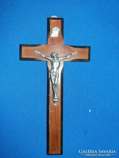 1956. Ix.15. Very nice wooden wall cross, crucifix corpus with metal Jesus corpus according to the pictures