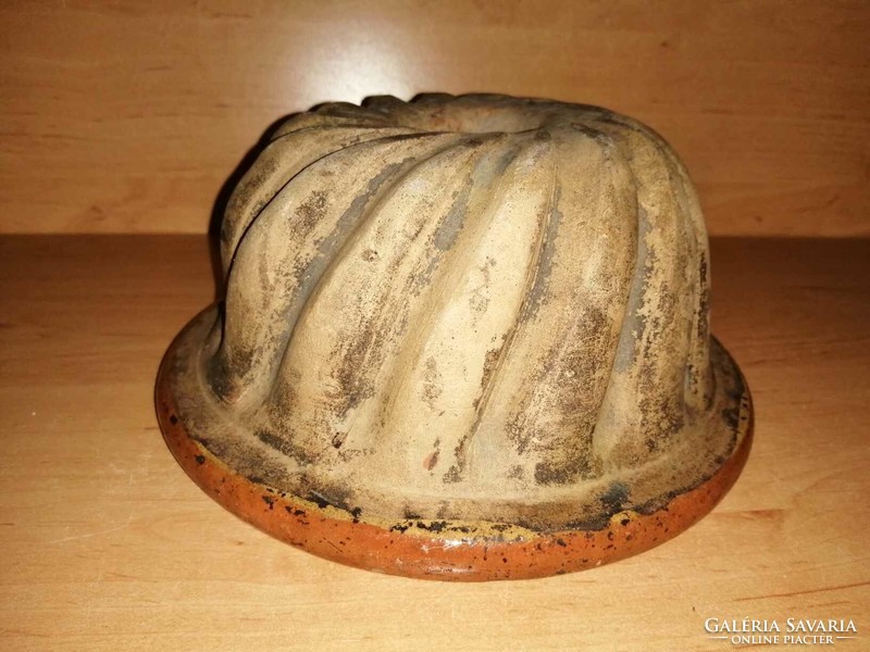 Antik kerámia kuglóf sütőforma - átm.20,5 cm (7/p)