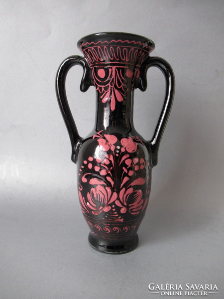 Rarity: antique, two-handled hmv vase, work of Sándor kis (24 cm)